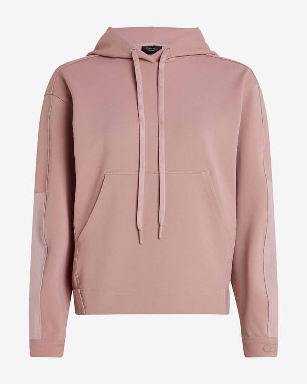 Sudadera con capucha Calvin Klein Textured Twill rosa claro blanco mujer - #1