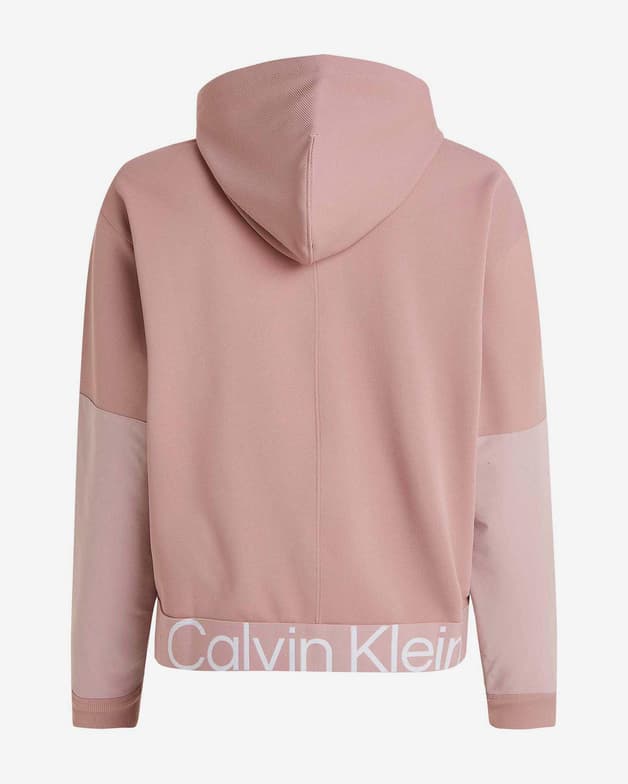 Sudadera con capucha Calvin Klein Textured Twill rosa claro blanco mujer - #2