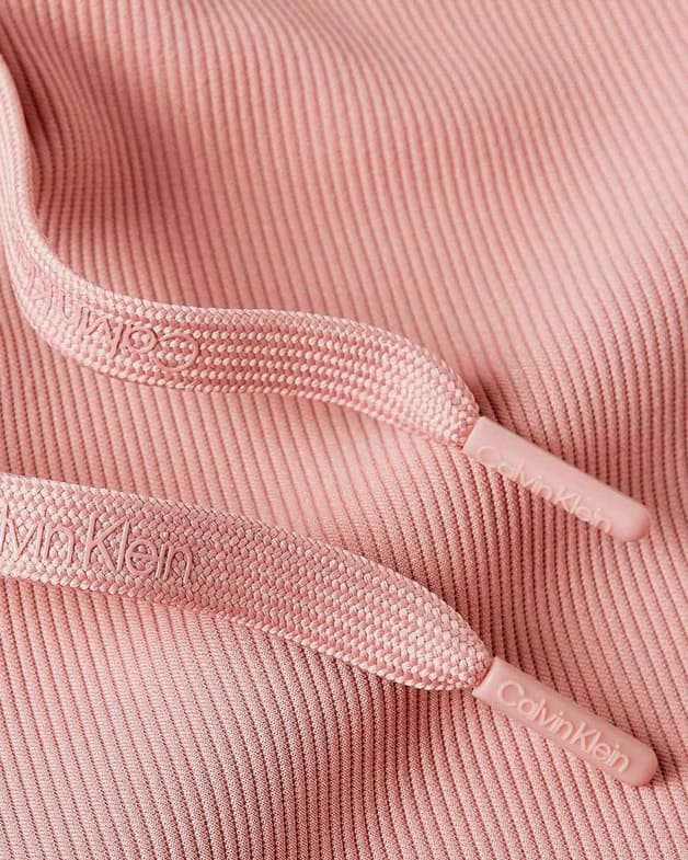 Sudadera con capucha Calvin Klein Textured Twill rosa claro blanco mujer - #3