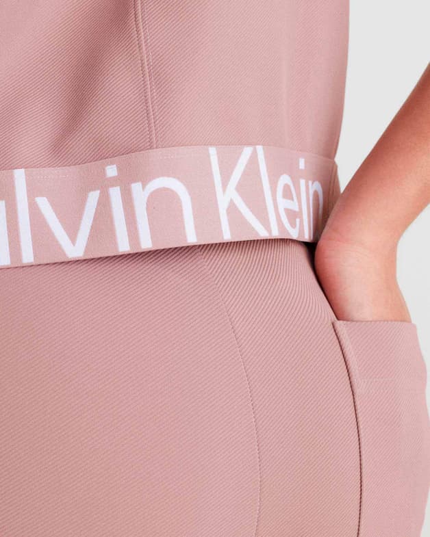 Sudadera con capucha Calvin Klein Textured Twill rosa claro blanco mujer - #6