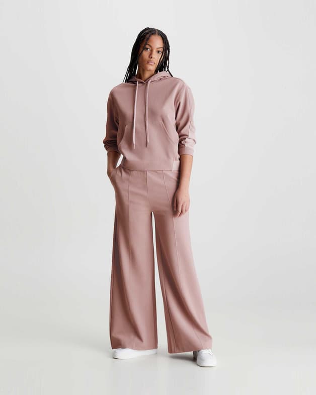 Sudadera con capucha Calvin Klein Textured Twill rosa claro blanco mujer - #7