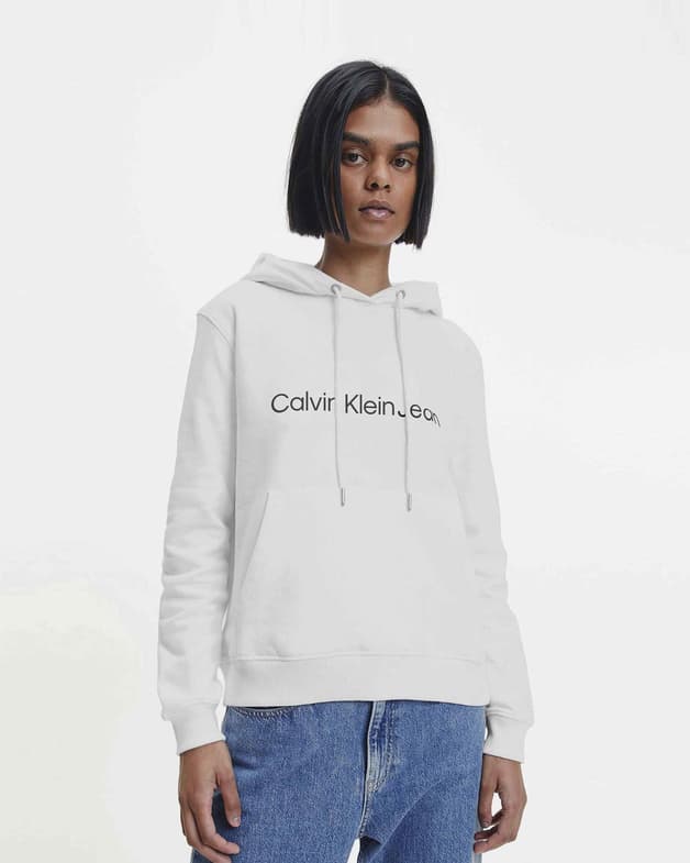 Sudadera con capucha Calvin Klein Jeans Minimal Logo blanco mujer - #2