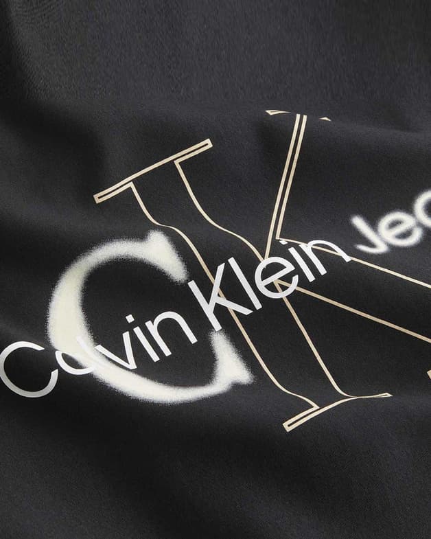 Sudadera con capucha Calvin Klein Jeans Back Bold negro blanco dorado mujer - #3