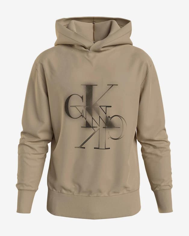 Sudadera con capucha Calvin Klein Jeans Mirrored Logo marrón negro - #1