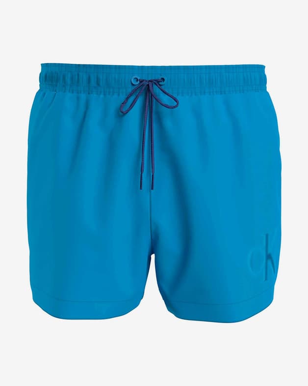 Maillot de bain Calvin Klein Short Drawstring Graphic CK Monogram bleu clair bleu foncé - #1