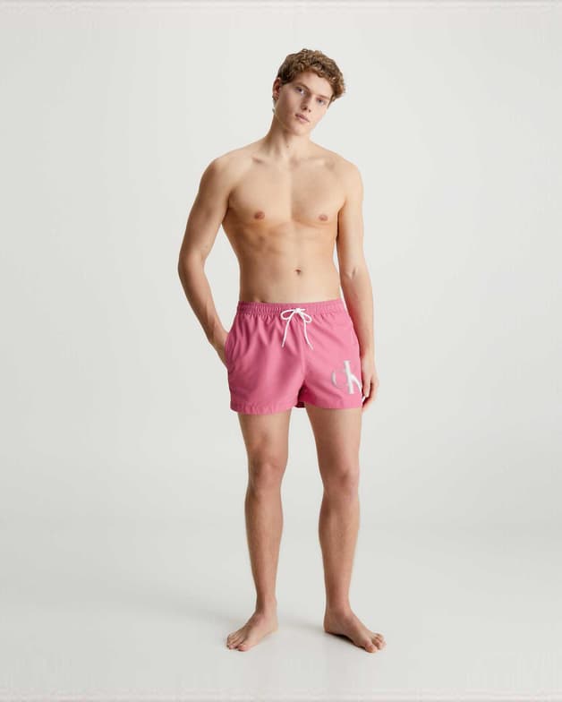 Bañador Calvin Klein Short Drawstring Graphic CK Monogram rosa blanco - #6
