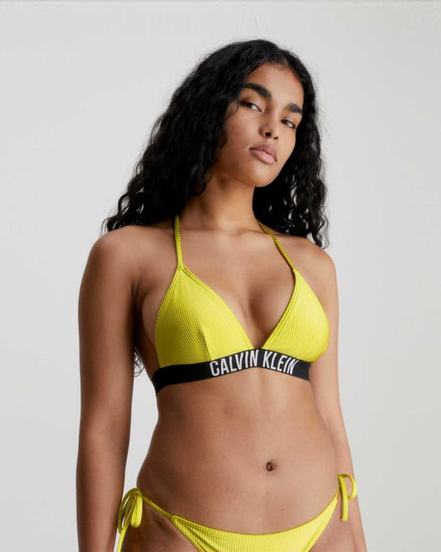 Top bikini Calvin Klein Triangle Textured Intense Power amarillo negro mujer - #2