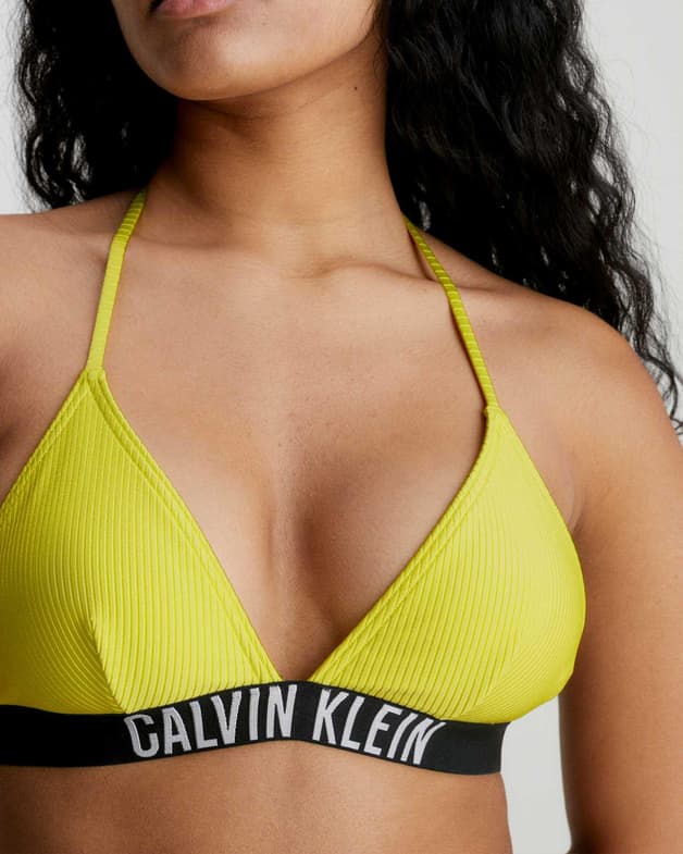 Top bikini Calvin Klein Triangle Textured Intense Power amarillo negro mujer - #4
