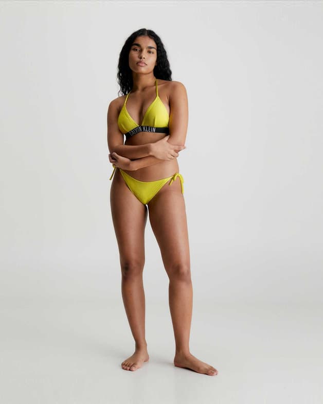 Top bikini Calvin Klein Triangle Textured Intense Power amarillo negro mujer - #5