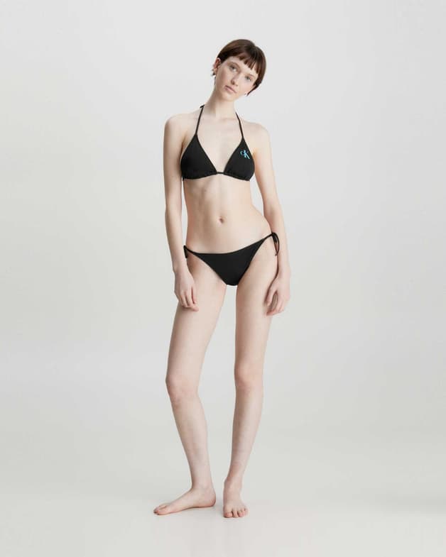 Braga bikini Calvin Klein String Side Tie CK Monogram negro azul cielo mujer - #5