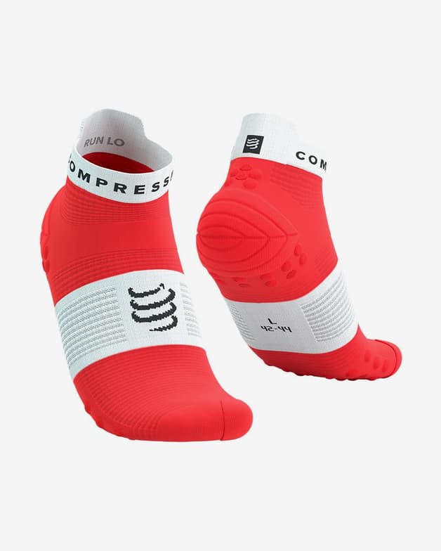 Calcetines Compressport Pro Racing v4.0 Run Low rojo brillante blanco - #1