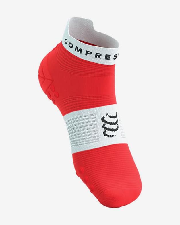 Calcetines Compressport Pro Racing v4.0 Run Low rojo brillante blanco - #9