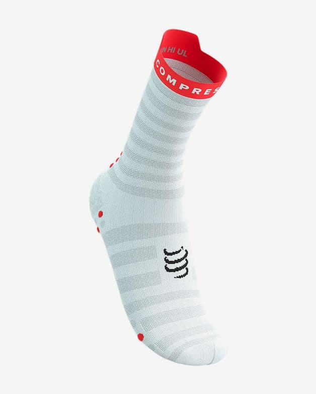 Calcetines Compressport Pro Racing v4.0 Ultralight Run High blanco rojo negro - #17
