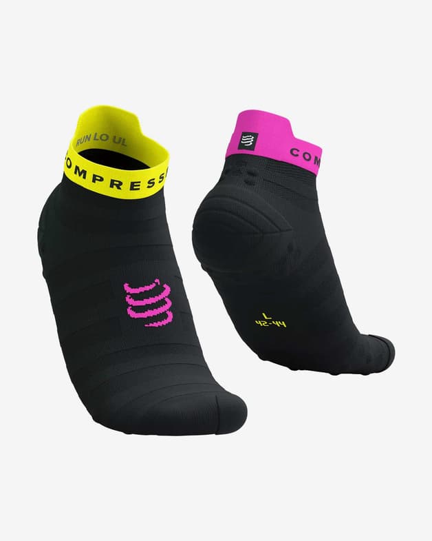 Calcetines Compressport Pro Racing v4.0 Ultralight Run Low negro amarillo neón fucsia - #1
