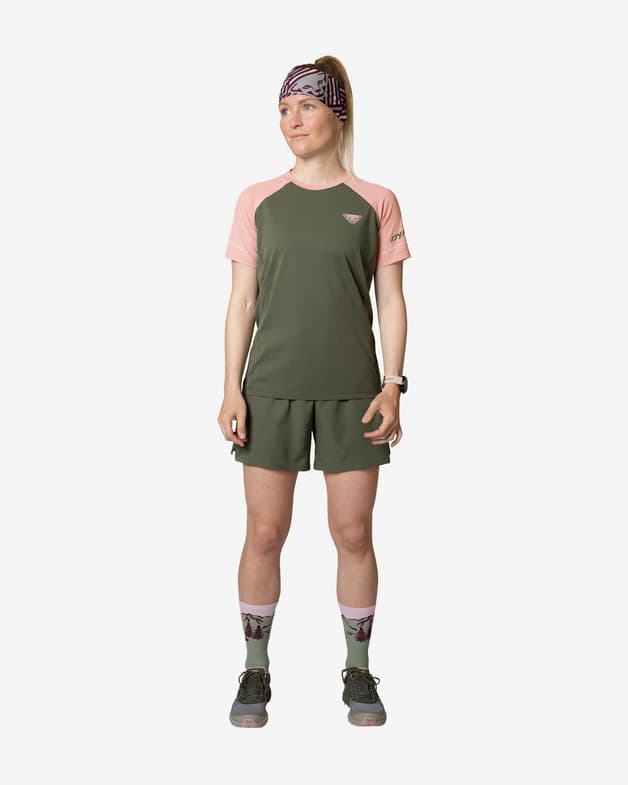 Camiseta Dynafit Alpine Pro manga corta verde oliva rosa claro mujer - #2