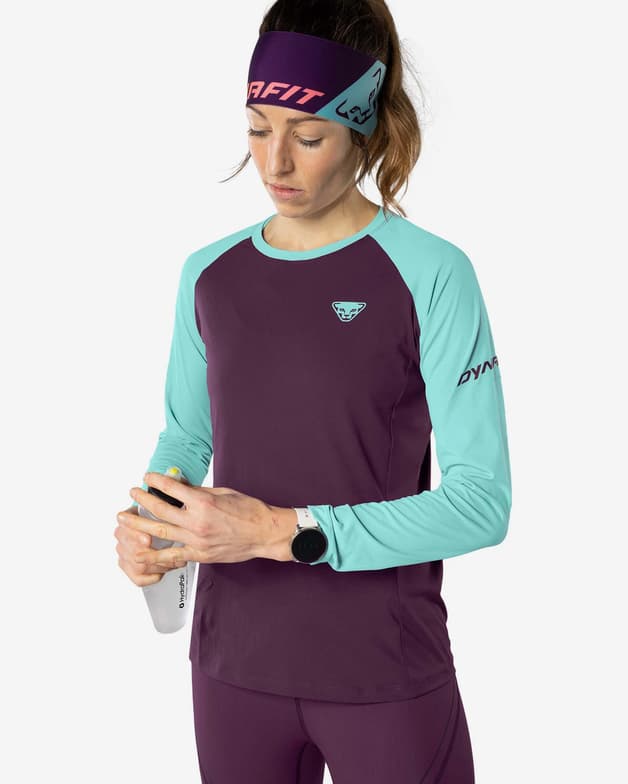 Camiseta Dynafit Alpine Pro manga larga granate azul celeste mujer - #4