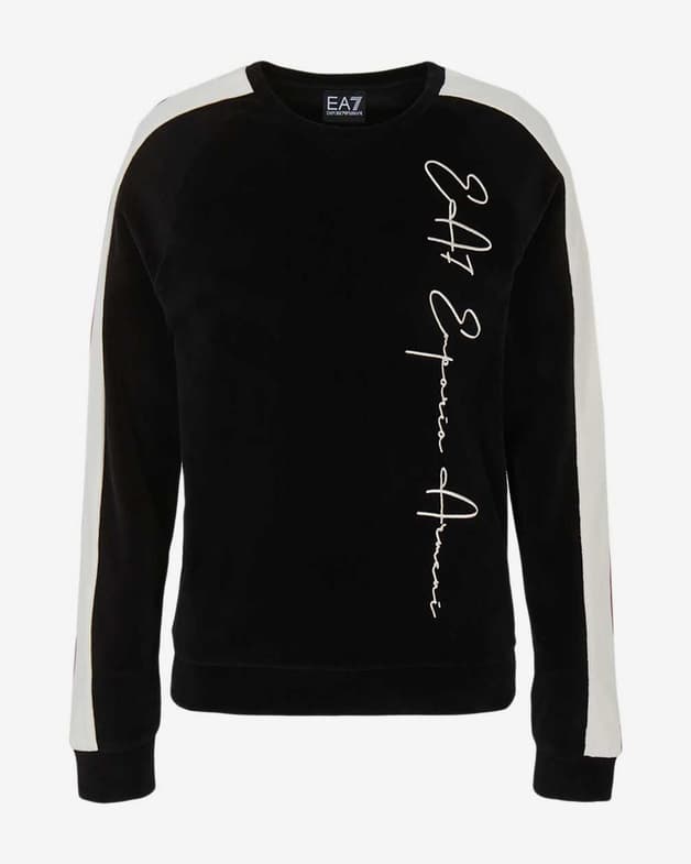 Sudadera EA7 Emporio Armani Train Athletic Velour Side Stripe negro blanco rosa rojizo mujer - #1