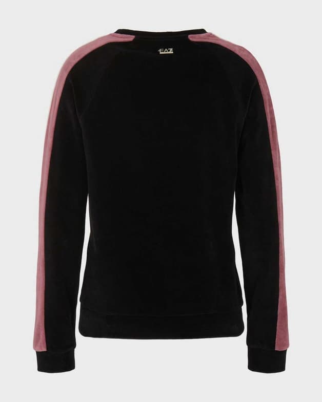 Sudadera EA7 Emporio Armani Train Athletic Velour Side Stripe negro blanco rosa rojizo mujer - #2