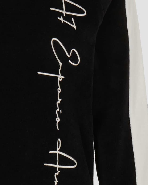 Sudadera EA7 Emporio Armani Train Athletic Velour Side Stripe negro blanco rosa rojizo mujer - #3