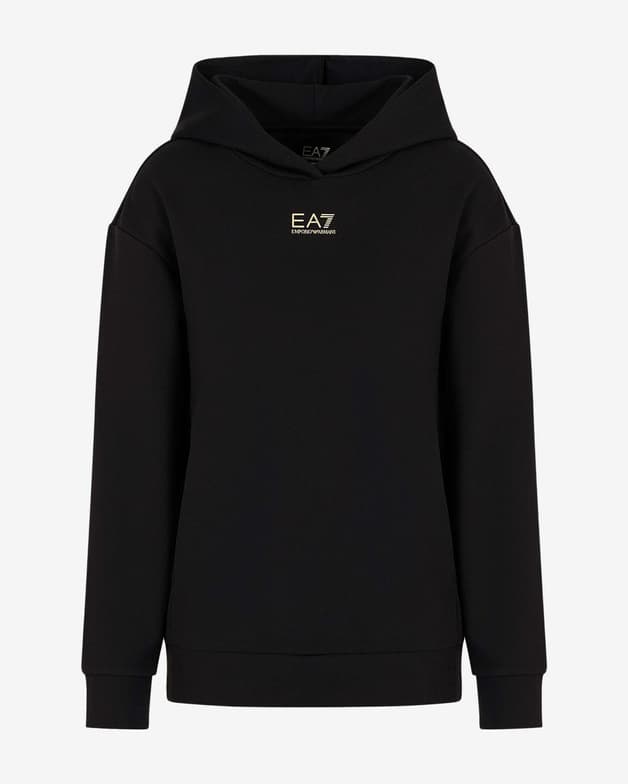 Sudadera con capucha EA7 Emporio Armani Train Logo Series Essential negro amarillo dorado mujer - #1