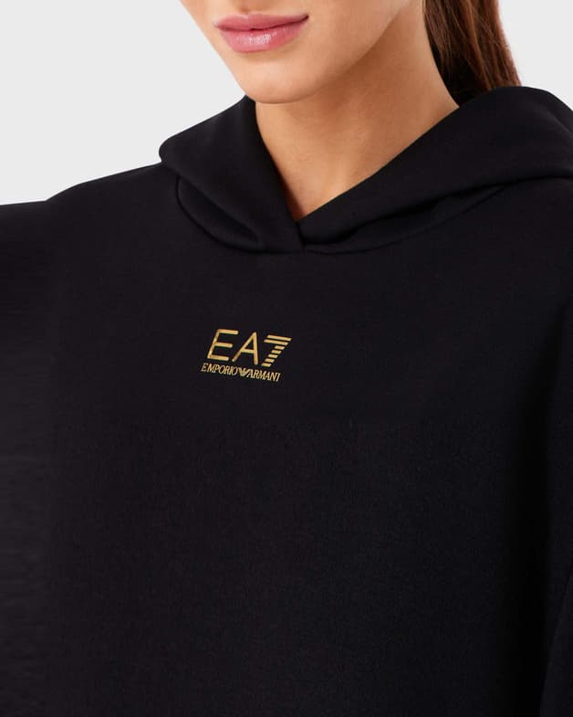 Sudadera con capucha EA7 Emporio Armani Train Logo Series Essential negro amarillo dorado mujer - #5