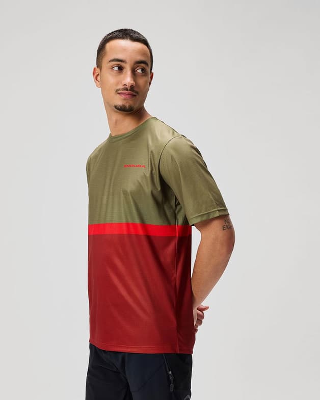 Maillot Endura SingleTrack Core II manga corta verde rojo - #2