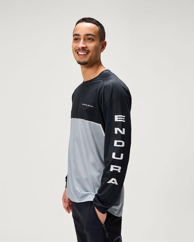 Maillot Endura Core Printed manga larga negro gris - #2