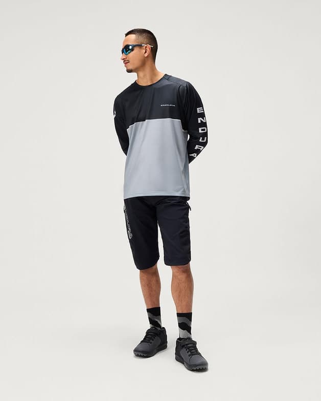 Maillot Endura Core Printed manga larga negro gris - #7