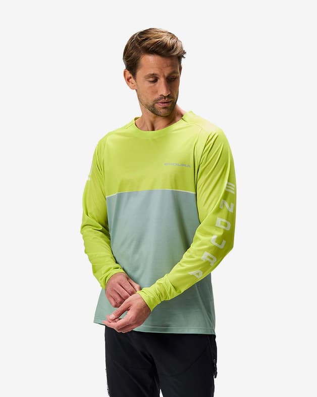 Maillot Endura Core imprimé manches longues jaune vert - #1