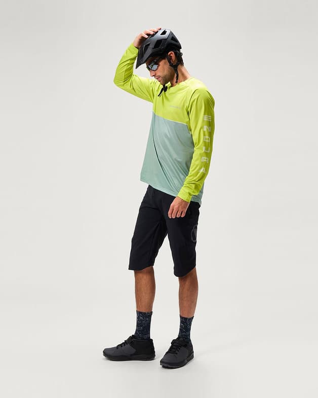 Maillot Endura Core imprimé manches longues jaune vert - #7