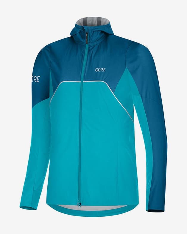 Chaqueta con capucha Gore Wear R7 Partial GORE-TEX INFINIUM™ azul claro mujer - #1