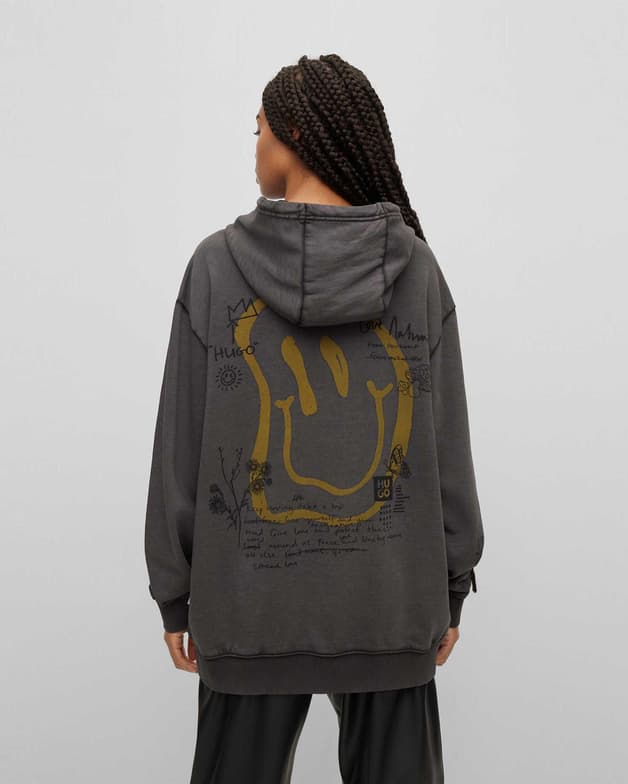 Sudadera con capucha HUGO Dejanna gris oscuro amarillo mostaza mujer - #5