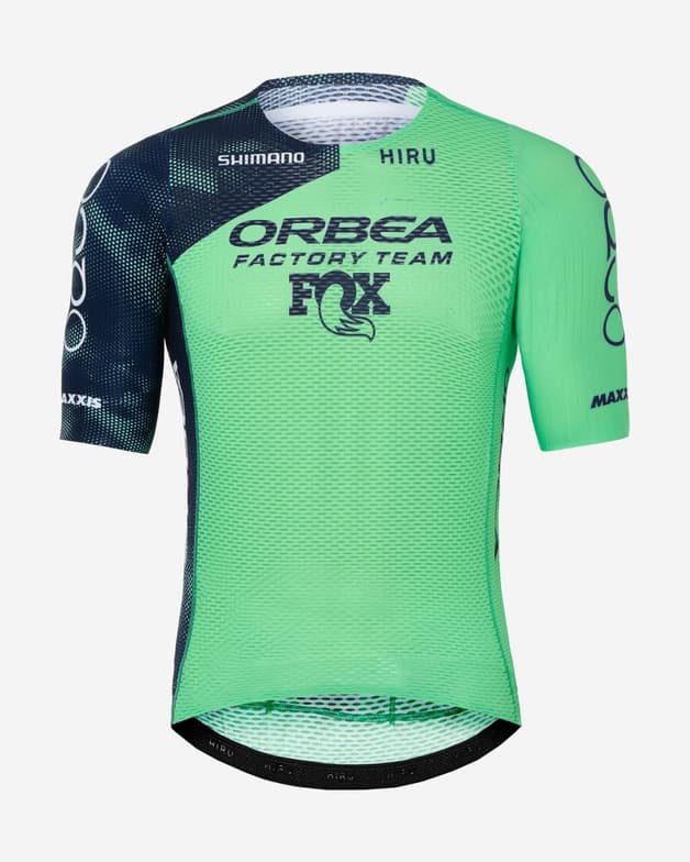Maillot Hiru Orbea Factory Team 2025 Zipless manga corta azul verde - #1