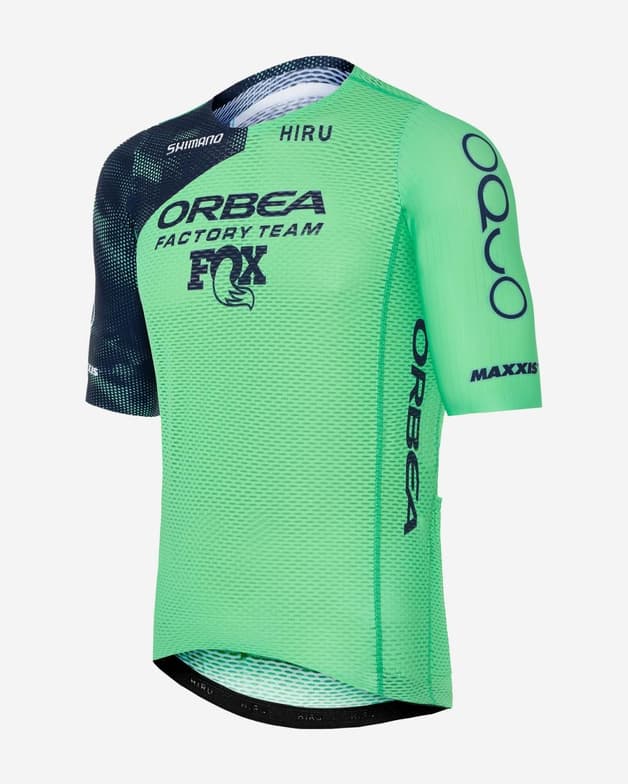 Maillot Hiru Orbea Factory Team 2025 Zipless manga corta azul verde - #2