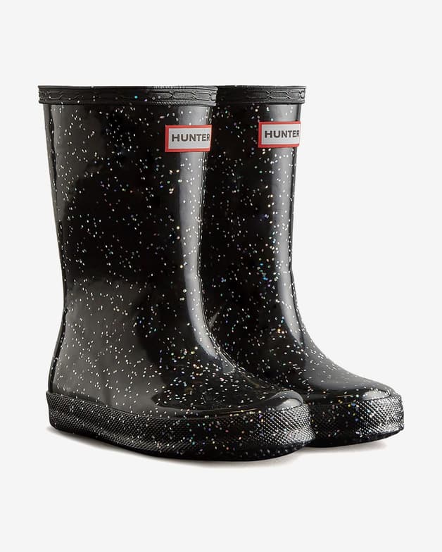 Botas Hunter Original Tall Kids First Giant Glitter negro brillante infantil  - #3