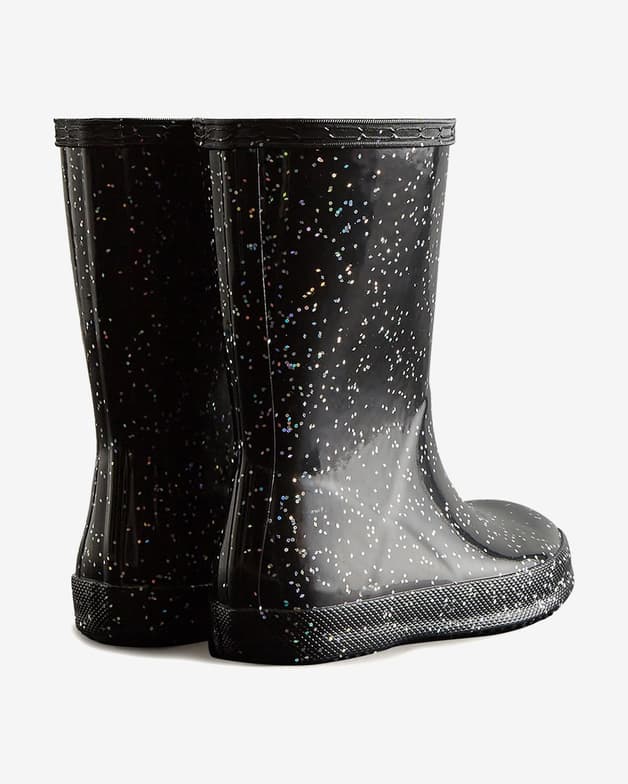Botas Hunter Original Tall Kids First Giant Glitter negro brillante infantil  - #2