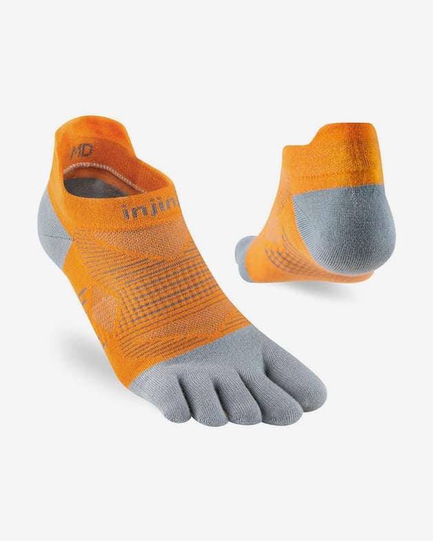 Calcetines Injinji Run Lightweight No-Show naranja gris - #2
