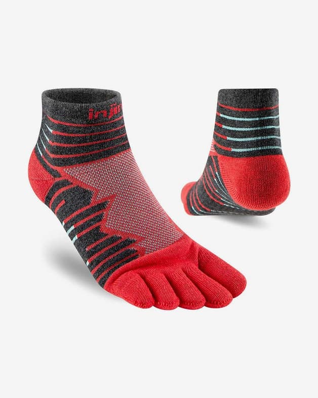 Calcetines Injinji Ultra Run Mini-Crew rojo gris - #2