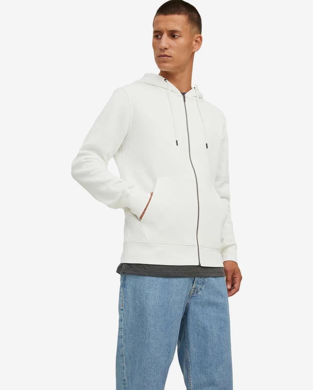 Sudadera con capucha Jack & Jones Basic Sweat Full Zip blanco - #1