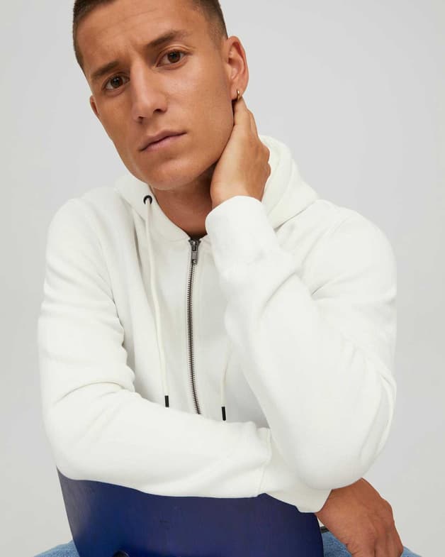 Sudadera con capucha Jack & Jones Basic Sweat Full Zip blanco - #7