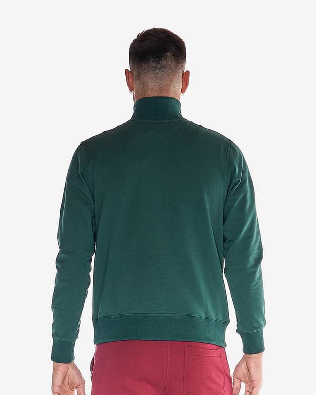 Sudadera Leone 1947 High Collar Basic Small Logo Half Zip verde blanco - #4