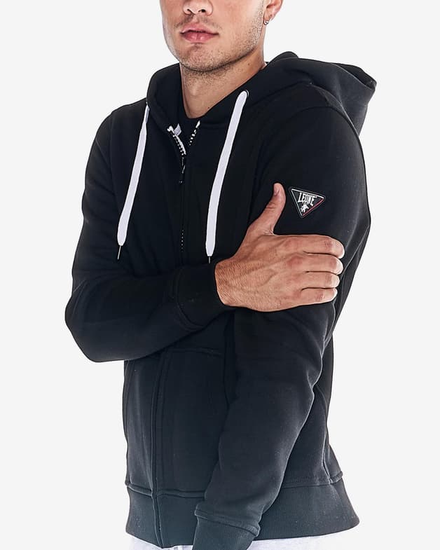 Sudadera con capucha Leone 1947 Heavy Basic Full Zip negro blanco - #5