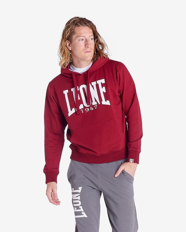 Sudadera con capucha Leone 1947 Basic Big Logo granate blanco - #2