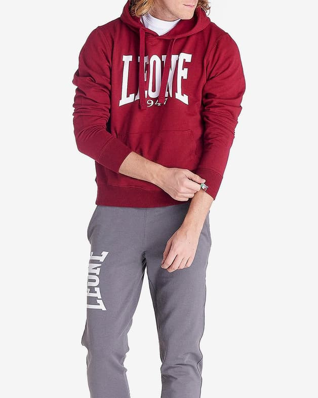 Sudadera con capucha Leone 1947 Basic Big Logo granate blanco - #5