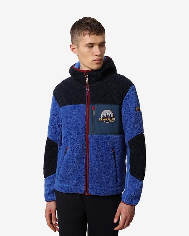 Sudadera con capucha Napapijri Yupik 2 Full Zip azul claro oscuro granate - #12