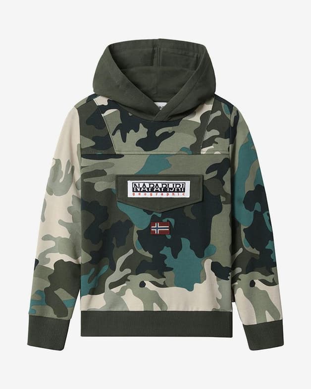 Sudadera con capucha Napapijri Burgee AOP verde claro oscuro gris infantil - #1