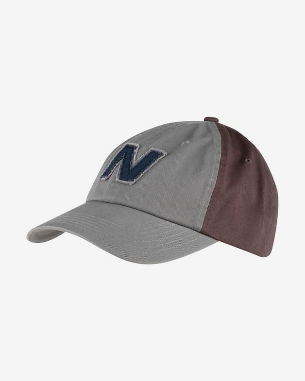 Gorra New Balance 6 Panel Color Block N Classic gris pizarra rojo oscuro - #1