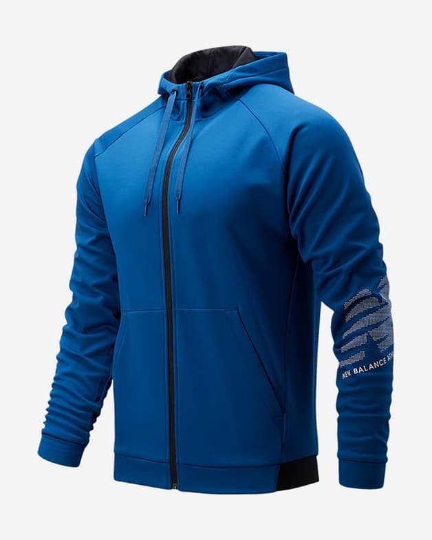 Sudadera con capucha New Balance Tenacity Fleece Full Zip azul marino - #1