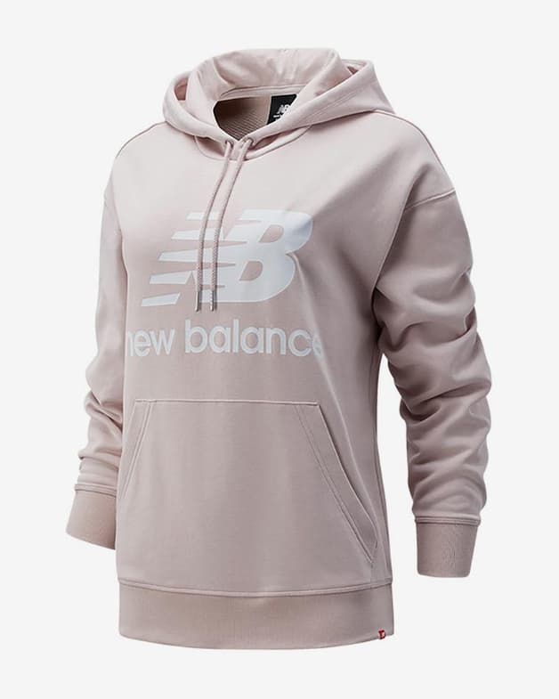 Sudadera con capucha New Balance Essentials Stacked Logo Oversized rosa blanco mujer - #1