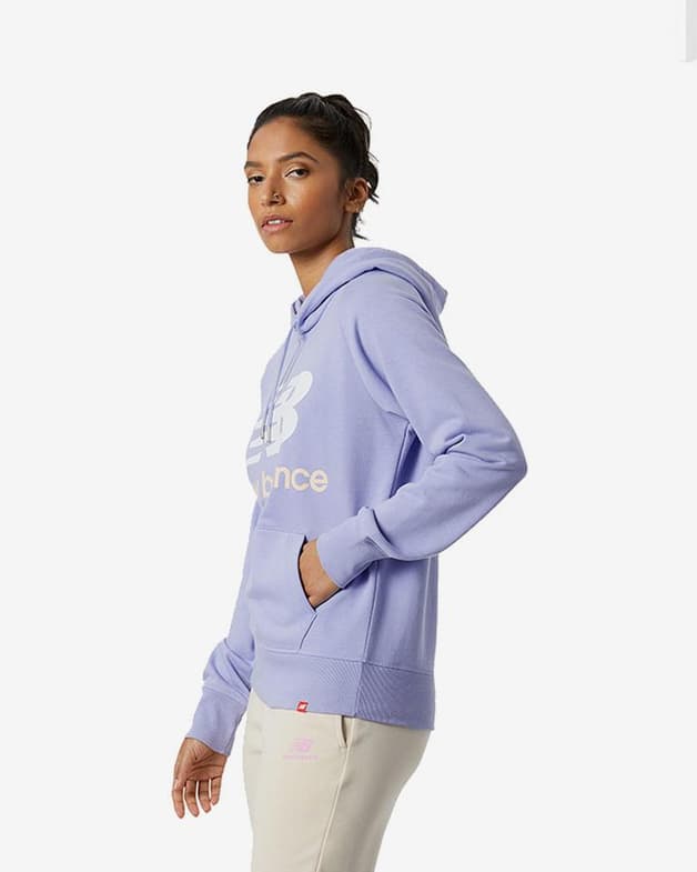 Sudadera con capucha New Balance Essentials lila blanco mujer - #2